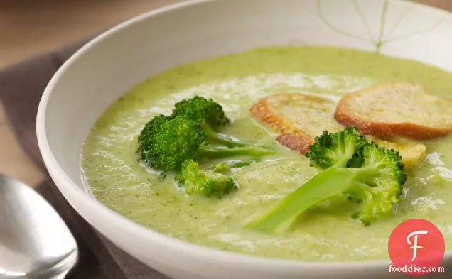 Creamy Broccoli Soup with Croutons