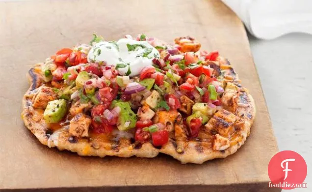 Grilled Chicken Taco Pizzas