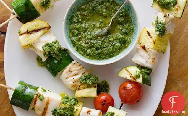 Fish Skewers with Basil Chimichurri