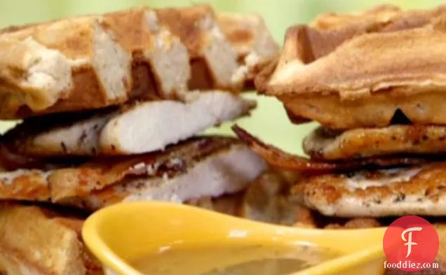 Chicken and Waffle Monte Cristos with Rosemary-Maple Gravy