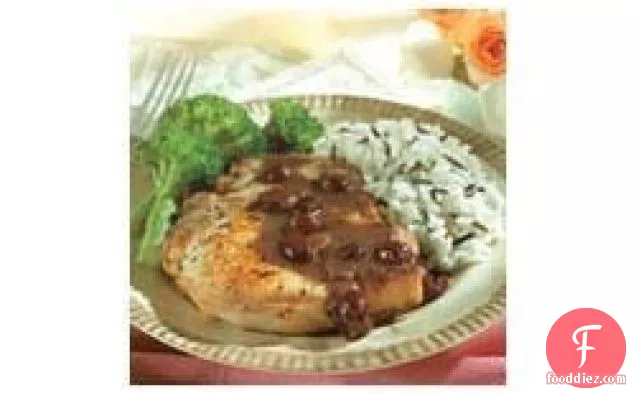 Pork Chops with Cranberry Balsamic Sauce