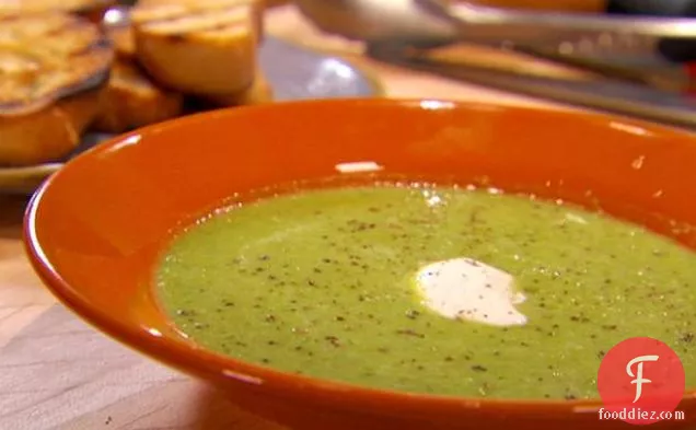 Buttery Baby Pea Soup with Pan Grilled Bread
