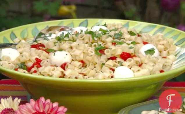Pasta Salad with Roasted Red Peppers and Basil with White Balsamic Dressing