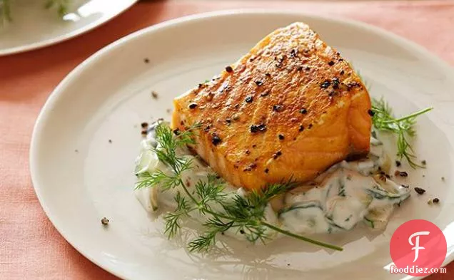 Slow-Roasted Salmon with Cucumber Dill Salad
