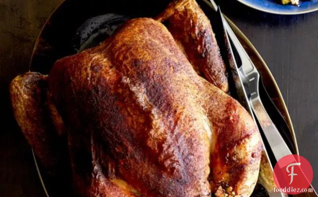Roasted Capon with Quinoa-Olive Stuffing