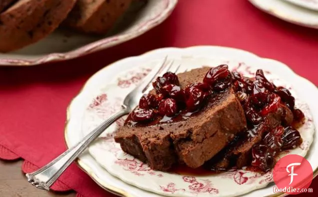 Chocolate Bundt Cake with Candied Cherry Sauce