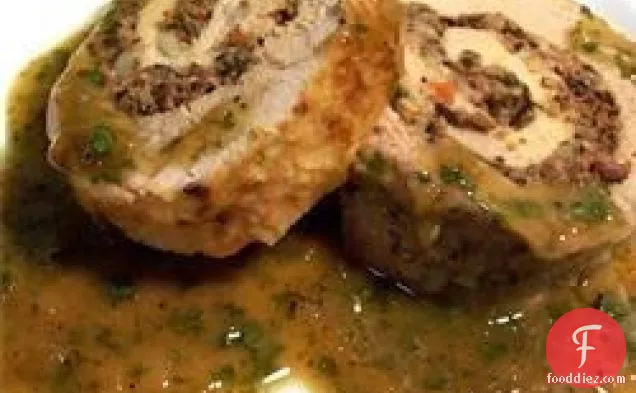 Pan Roasted Pork Tenderloin with a Blue Cheese and Olive Stuffing