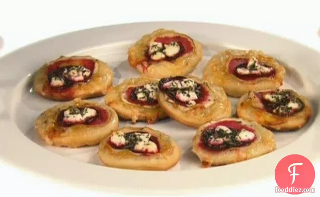 Beet, Apple, and Cheese Pizzettes