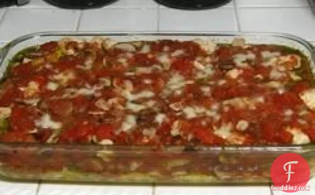 चिकन, मशरूम, और मकई की खिचड़ी Lasagna