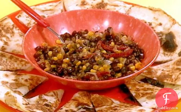Wild Mushroom Quesadillas with Warm Black Bean Salsa