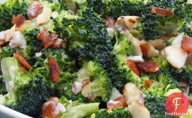 Creamy Broccoli Salad With Bacon, Cheddar & Almonds