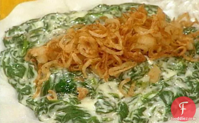 Creamed Spinach with Crispy Shallots