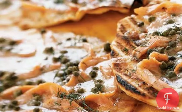 Grilled Pizzettes With Smoked Salmon and Capers