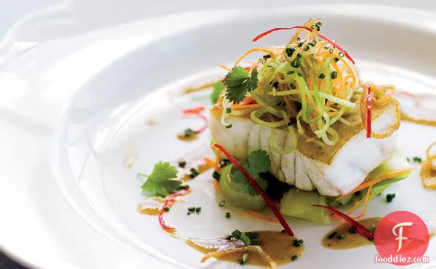 Grouper with Cucumber Salad and Soy-Mustard Dressing