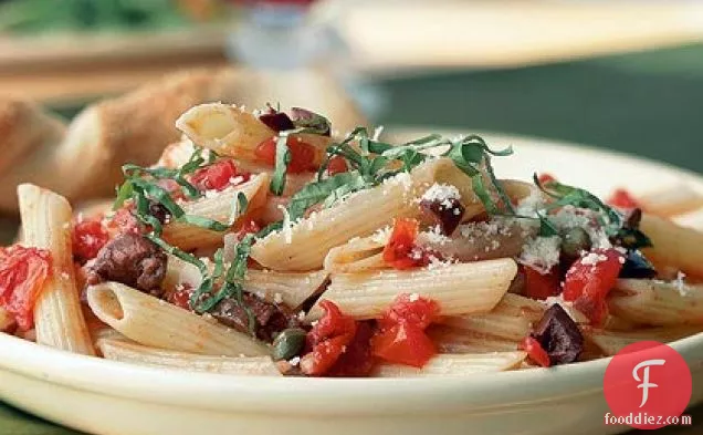 Penne with Tomatoes, Olives, and Capers