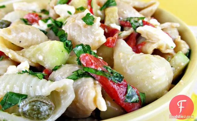Capers, Chickpea And Feta Pasta Salad