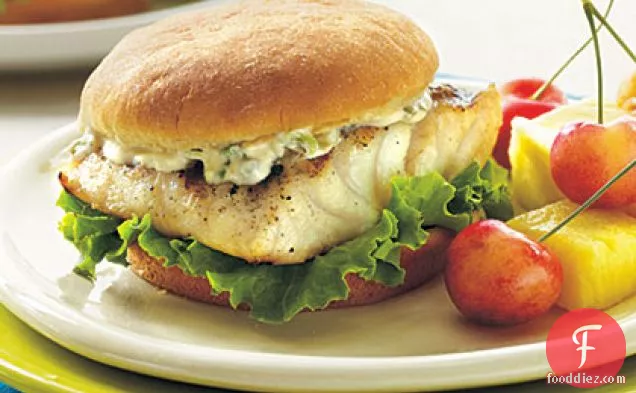 Grilled Grouper Sandwiches with Tartar Sauce
