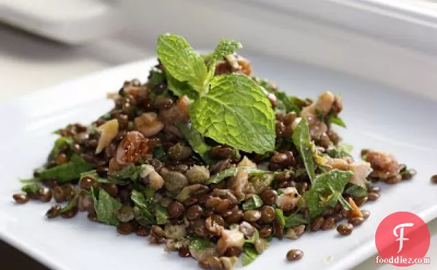 Lentils With Capers, Walnuts, Walnut Oil, And Mint