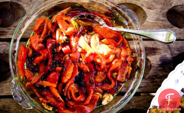 Roasted Marinated Red Peppers with Capers