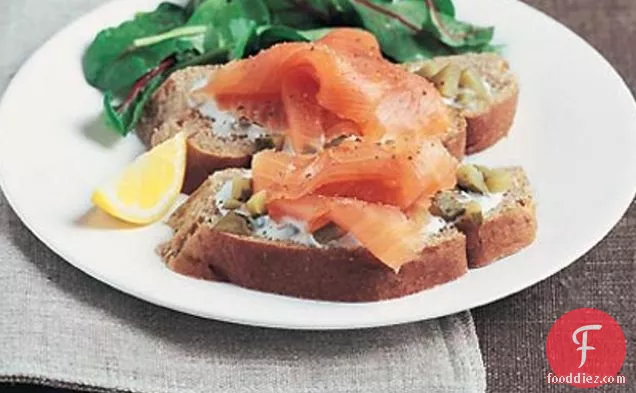 Smoked Salmon On Rye With Caper Soured Cream
