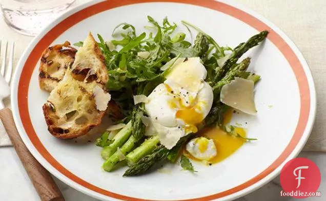 Grilled Asparagus with Poached Egg, Parmigiano and Lemon Zest