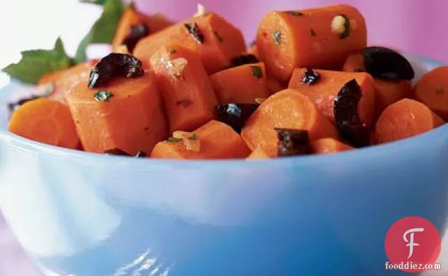 Spiced Braised Carrots with Olives and Mint
