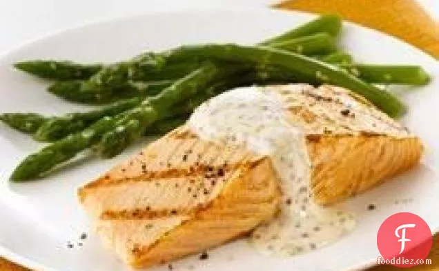 Salmon with Mustard-Cream Sauce