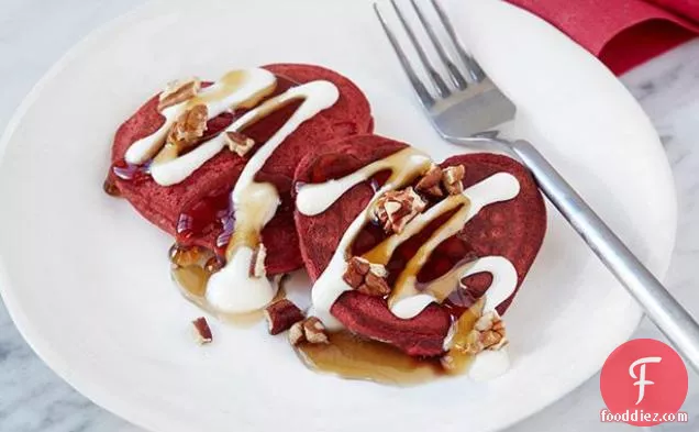 Red Velvet Heart Pancakes
