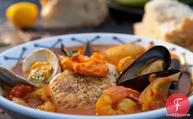 Bouillabaisse with Seared Halibut