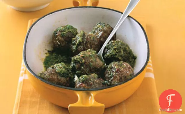 Pesto Meatballs and Couscous