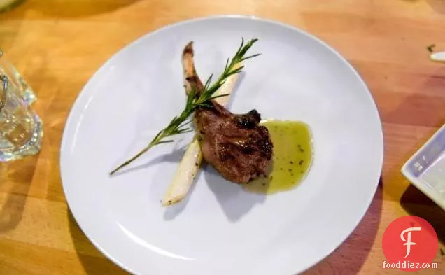 Broiled Lamb Chops with a Mint-Orange Liqueur Sauce and White Asparagus