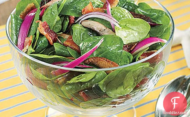 Spinach Salad with Mushrooms and Bacon