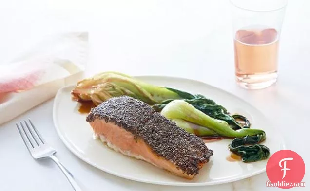 Chia Crusted Salmon with Soy Bok Choy