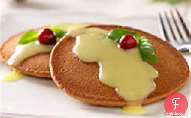 Gingerbread Pancakes with Warm Lemon Sauce