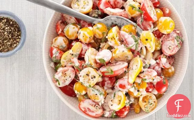 Cherry Tomato Salad With Buttermilk-Basil Dressing