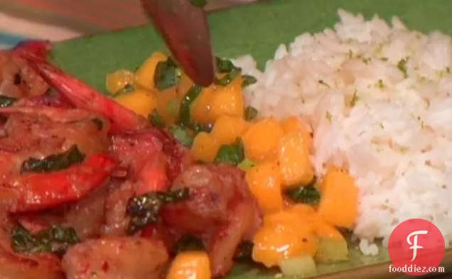 Spicy Coconut Shrimp with Spicy Mango Basil Salsa and Lime Jasmine Rice