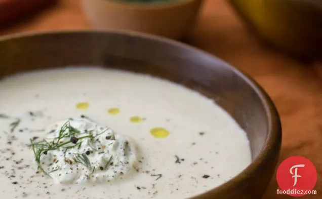 Roasted Cauliflower Soup With Dill Whipped Cream