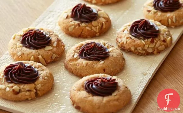 Chocolate-Almond Butter Thumbprint Cookies