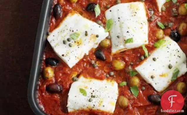 Haddock Baked With Tomato & Olives