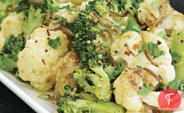 Broccoli & Cauliflower Sauté With Garlic & Ginger