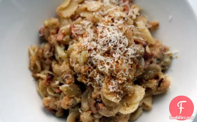 Dinner Tonight: Orecchiette with Cauliflower, Bacon, and Breadcrumbs