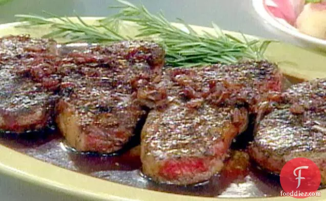 Strip Steak with Rosemary Red Wine Sauce
