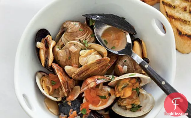 Smoky Mussels and Clams with White Wine Broth