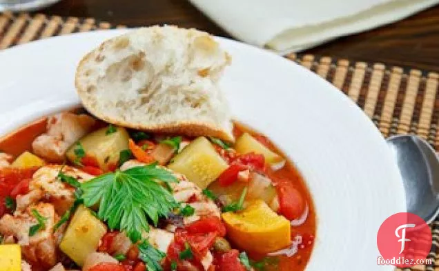 Fish and Zucchini Puttanesca Stew