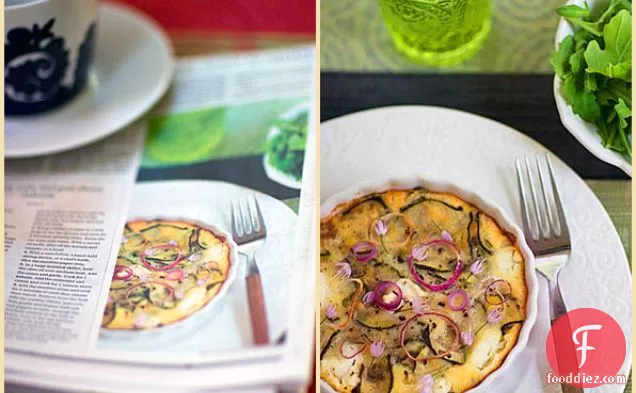 Zucchini, Corn, And Goat Cheese Clafoutis
