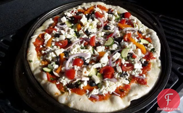 Supreme Veggie Pizza With Mozzarella And Feta