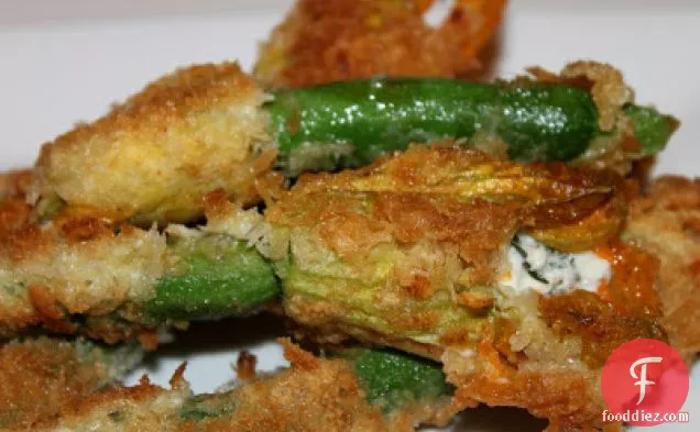 Panko-crusted Squash Blossoms With Feta And Pine Nuts