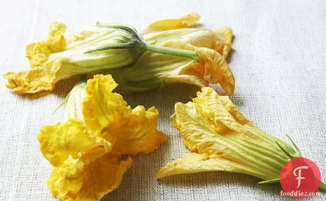 Squash Blossoms Stuffed with Herbed Cheese in Fritter Batter