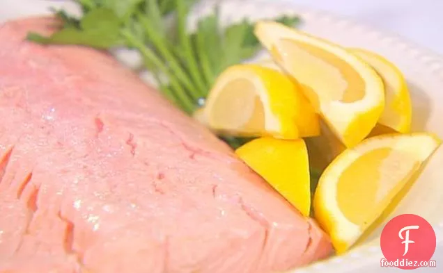 Poached Salmon with Lemon Mint Tzatziki