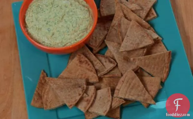 White Bean and Cilantro Dip with Toasted Pita Chips